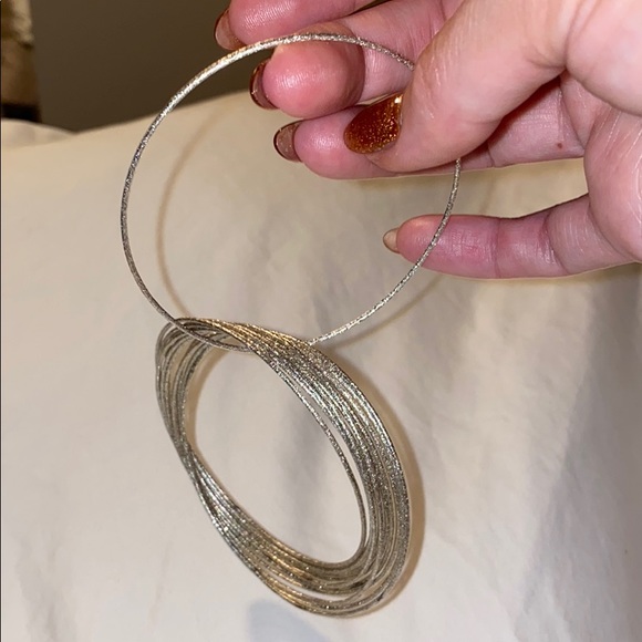 💎bebe Silver Tone Rhinestone Bangle Set - Picture 11 of 11